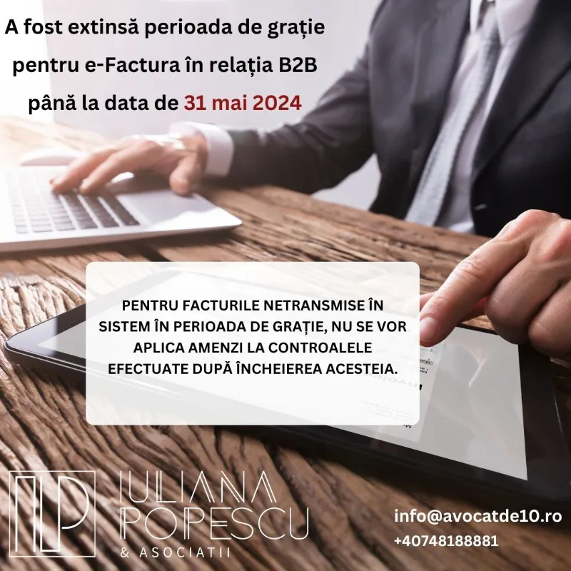 Imagine de copertă pentru articolul „A fost extinsă perioada de grație pentru e-Factura în relația B2B”